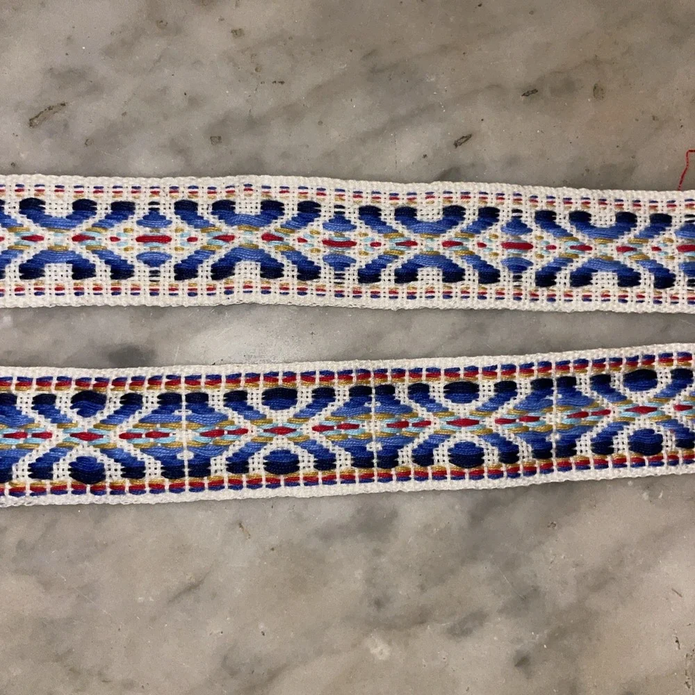 Aztec‎ Jacquard Woven Trim Ribbon | Red Blue Yellow | 33